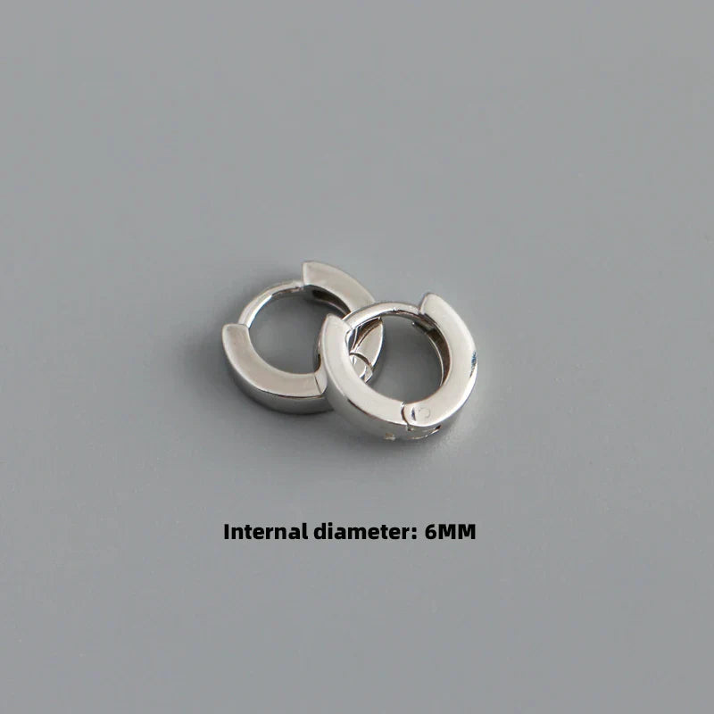 925 Sterling Silver Minimalist Punk Rock Circle Hoop Earrings for Women Men Goth Piercing Ear Buckle Charm Fine Jewelry