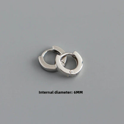 925 Sterling Silver Minimalist Punk Rock Circle Hoop Earrings for Women Men Goth Piercing Ear Buckle Charm Fine Jewelry