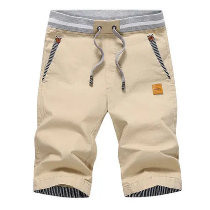 2025 Summer Casual Shorts Men Cotton Cargo Shorts Elastic Waist Drawstring Beach Board Shorts M-4XL Plus size Drop Shipping