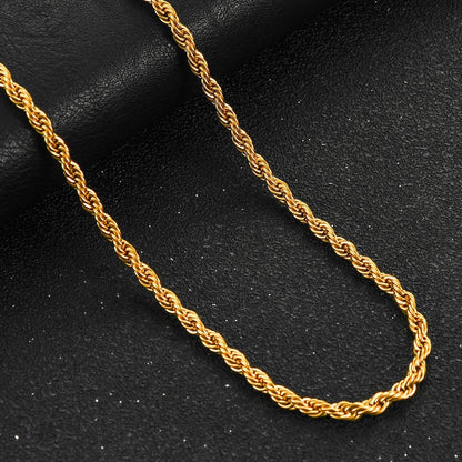 2/3/4/5/6mm Stainless Steel Twisted Rope Chain Necklace for Men Women Gold Color Plated Neck Chains Choker Metal Jewelry Gift