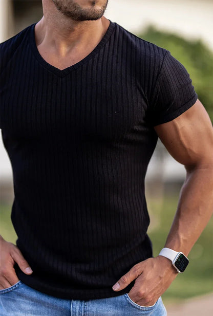 Gym Polo Shirt Men Fashion Turn Neck Short Sleeve Knitted Polos Sports Slim Fit Fitness Bodybuilding Workout Summer Clothing