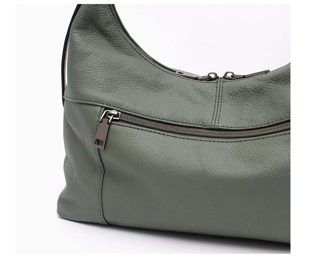 Luxury Women Cowhide Crossbody Bag Large Casual Shoulder Purse Wide Strap Handbag Female Daily 100% Genuine Leather Hobo Sack