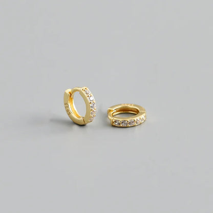 Real 925 Sterling Silver Gothic Simple White Zircon Hoop Earrings for Women Men Charms Unique Party Couple Jewelry 2021