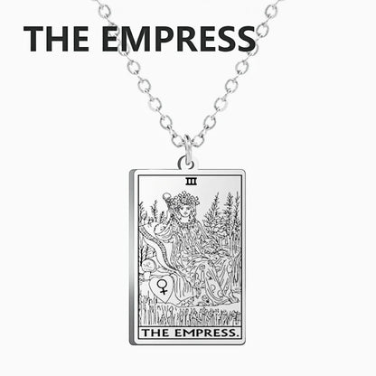 Tarot Cards Necklace Women Stainless Steel Necklace Wealth Amulet Classic Tarot Major Arcana Divination Charm Jewelry