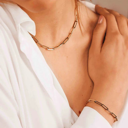 Fashion Paperclip Link Chain Women Necklace Stainless Steel Gold Color Chain Necklace For Women Men Jewelry Gift