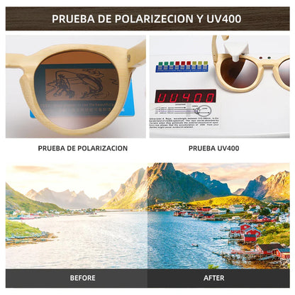 Women Bamboo Sunglasses With Polarized Mirror Lenses Of Bamboo Wood Sunglasses With Gift paper box 824