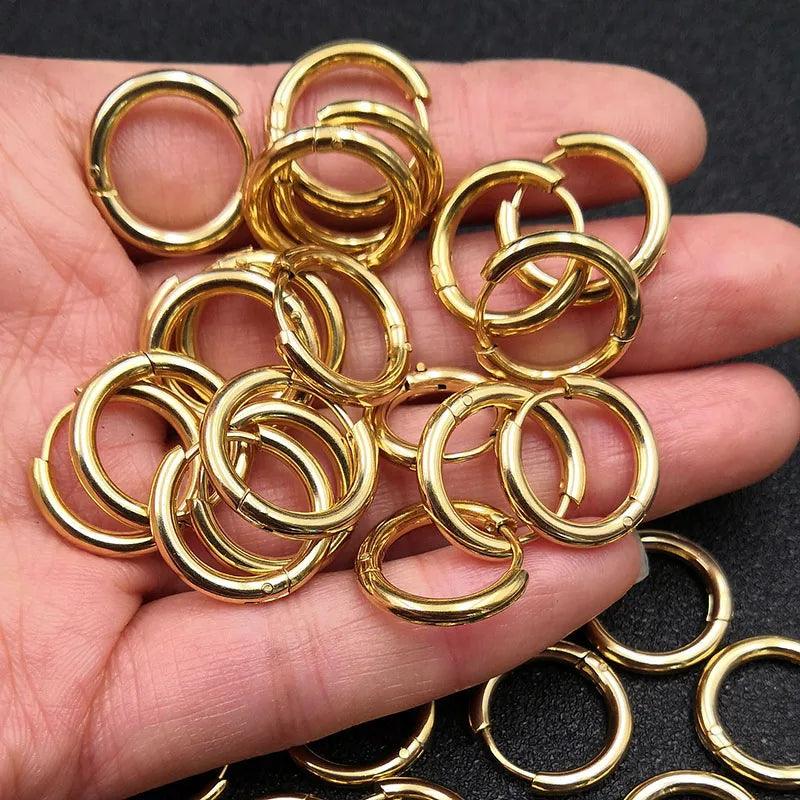 10pcs/lot Stainless Steel Hoop Earrings 2.5mm 2.0mm Thick for Men Women Blue Black Gold Colorful Round Circle Earring Wholesale