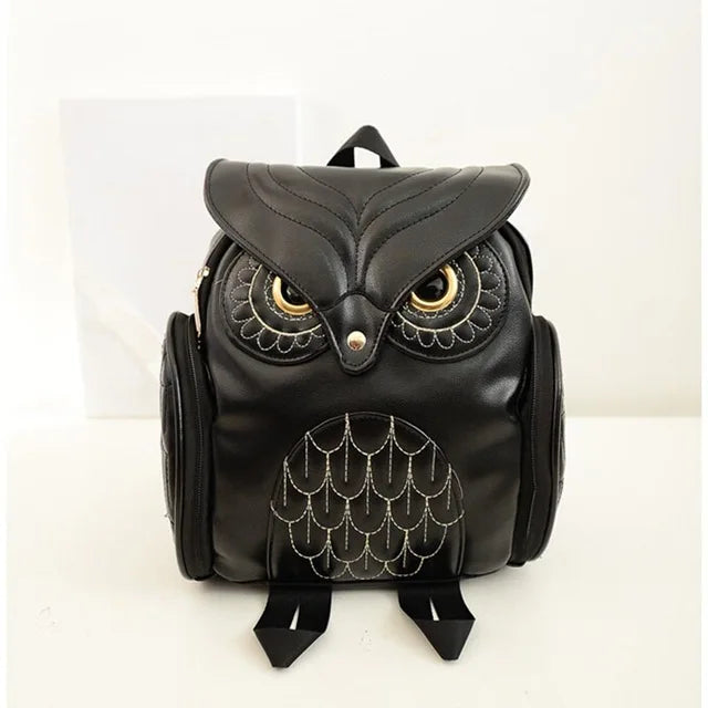 Fashion Women Backpack Newest Stylish Cool Black PU Leather Owl Backpack Female Hot Sale Women shoulder bag school bags