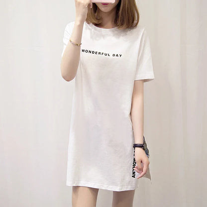 T shirts Summer Women Loose Slit Femme Tops  Tshirt Short sleeve Ladies t-shirt