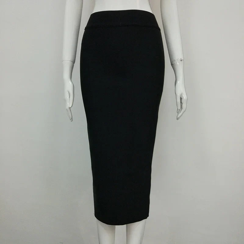Women Candy Color Sexy Neon Green Brown Orange Yellow Knee Length Bandage Pencil Skirt 2020 Designer Skirt Faldas 78cm