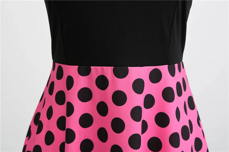 Women Vintage Long Sleeve Polka Dot Dress Spring Autumn New Year Party Dresses 3XL Black Vestidos