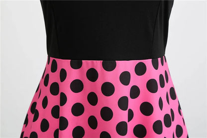Women Vintage Long Sleeve Polka Dot Dress Spring Autumn New Year Party Dresses 3XL Black Vestidos