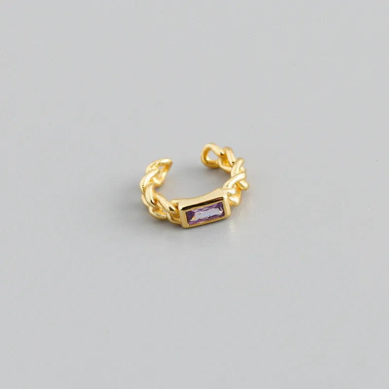 925 Sterling Silver Colorful Square Shiny Zircon Beads Piercing Stud Earrings for Women Fashion Gothic Exquisite Jewelry