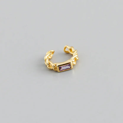 925 Sterling Silver Colorful Square Shiny Zircon Beads Piercing Stud Earrings for Women Fashion Gothic Exquisite Jewelry