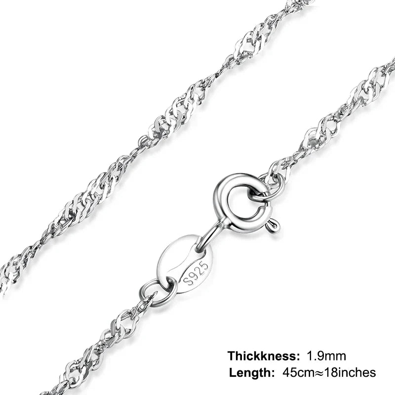 Genuine 100% 925 Sterling Silver Necklace Ingot Twisted Trace Belcher Snake Bar Singapore Box Chain Necklace Women