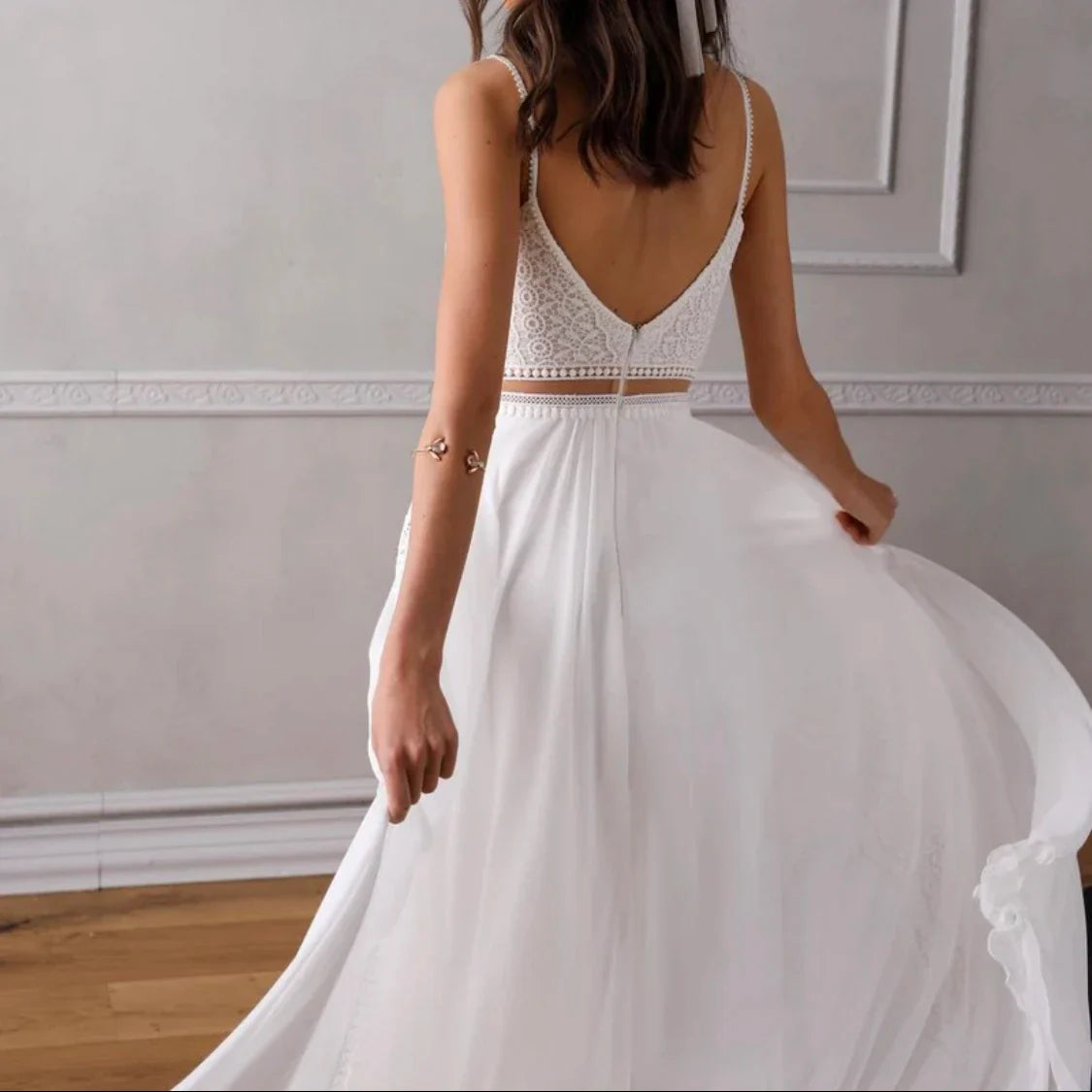 Customized Simple Boho Wedding Dresses 2 Pieces A-Line Spaghetti Straps Backless Sleeveless Elegant Bridal Gowns Vestidos 2026