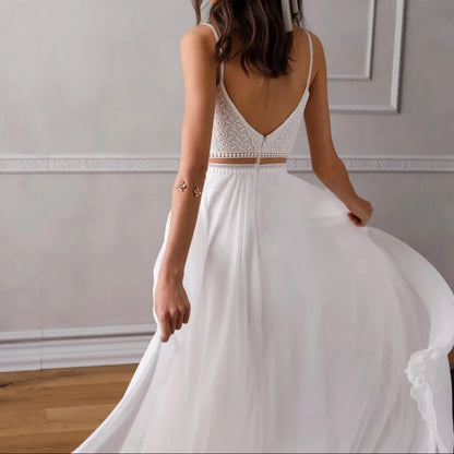 Customized Simple Boho Wedding Dresses 2 Pieces A-Line Spaghetti Straps Backless Sleeveless Elegant Bridal Gowns Vestidos 2026