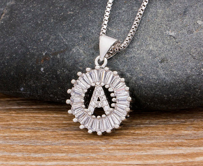 2 Colors Initial Letter Pendant 26 Letters Charm Name Necklace Top Quality Copper Zircon Jewelry Birthday Gift