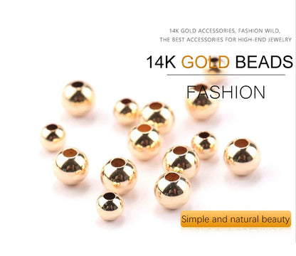 100pcs 14K Gold Filled Spacer Beads 2mm 3mm 4mm Round Loose Bead for Bracelets Necklace DIY Jewelry Making Accessories Wholesale