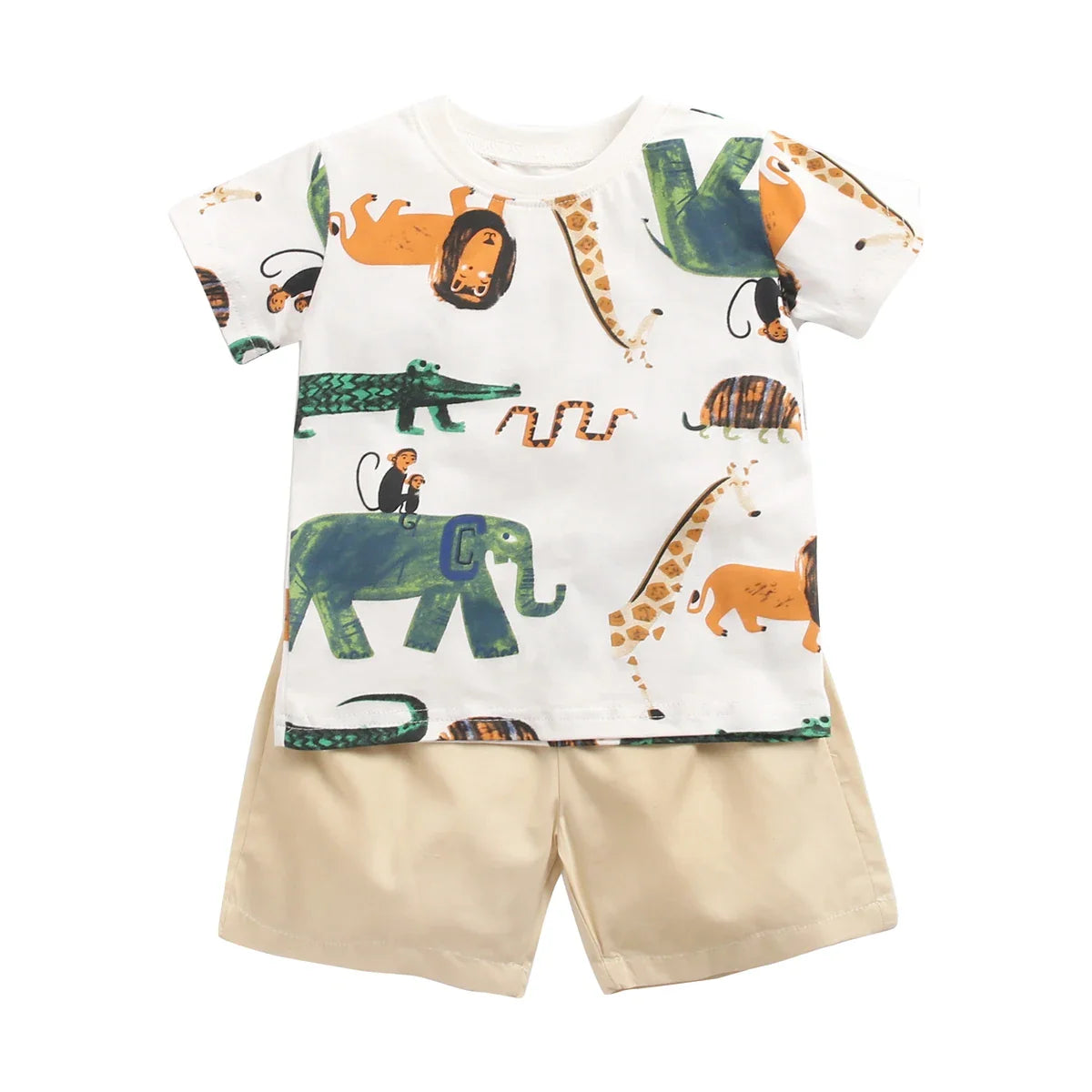 Cartoon Boys Clothing Sets Summer Short Sleeve Cotton Baby Tops + Baby Shorts 2Pcs Casual