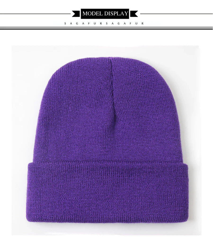 Unisex Beanie Autumn Winter Wool Blends Soft Warm Knitted Cap Men Women