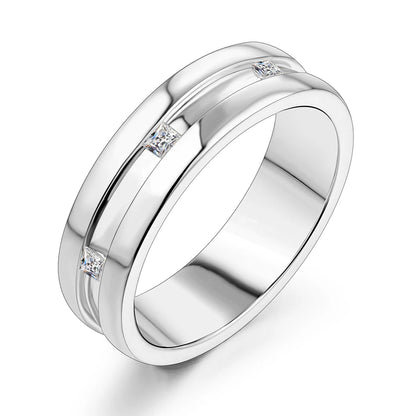 Princess Square Cut D Color Moissanite 18K White Gold Plated Engagement Wedding Band Moissanite Lab Grown Diamond Ring for Women