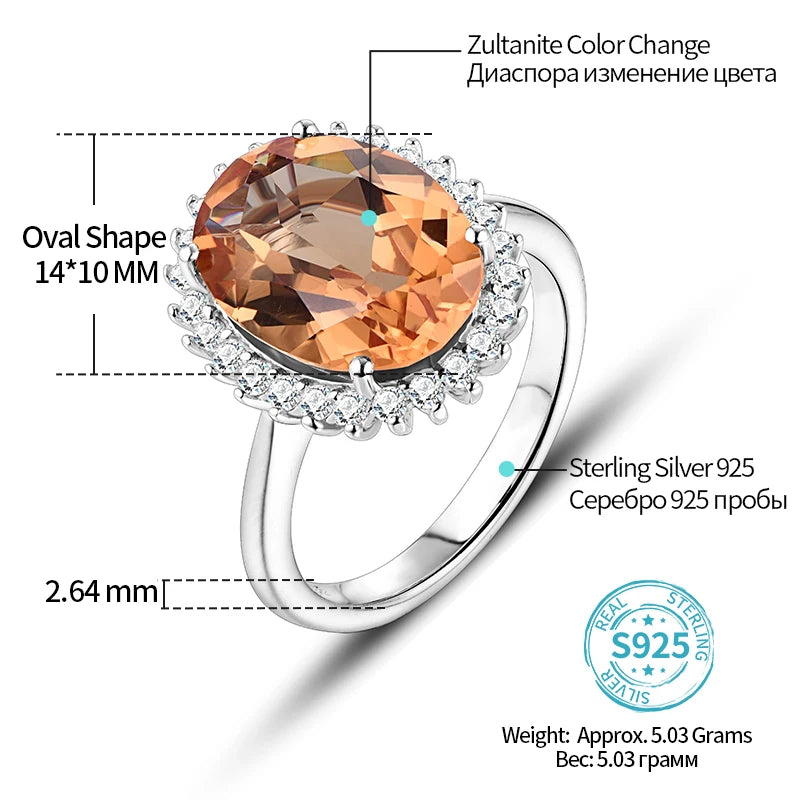 Solid 925 Sterling Silver Rings For Women Girl Diaspore Zultanite Sultanite Gemstone Birthday Party Fine Jewelry Gifts