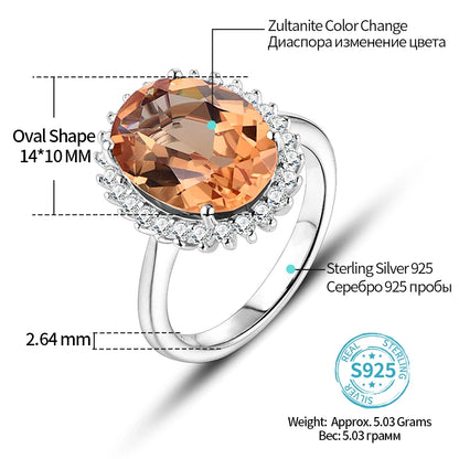 Solid 925 Sterling Silver Rings For Women Girl Diaspore Zultanite Sultanite Gemstone Birthday Party Fine Jewelry Gifts