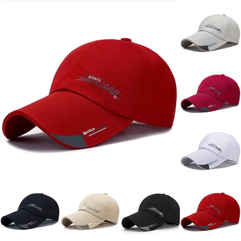 2024 Fashion Line Baseball Cap For Men Sports Cap Hat Fish Outdoor Long Visor Brim Shade Snapback Sun Hat Women's Summer Hat