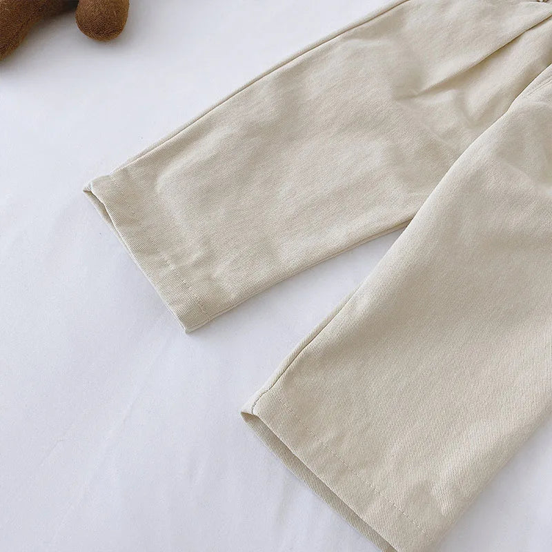 Spring Autumn Solid Kids Boys Straight Pants Fashion Children Clothing Trousers Brief Jeans for 1-6 Years