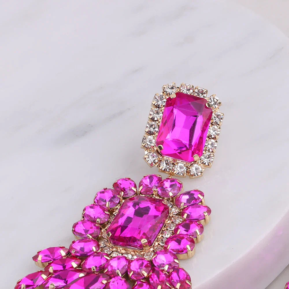 New Crystal Dangle Earrings For Women Rhinestone Earrings Weddings Ladies Party Fashion Jewelry Accessories Wholesale Gifts