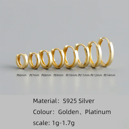 925 Sterling Silver Minimalist Punk Rock Circle Hoop Earrings for Women Men Goth Piercing Ear Buckle Charm Fine Jewelry