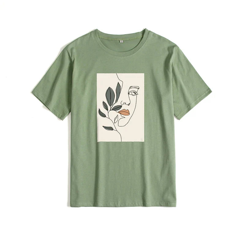 Gothic Graphic T Shirt Women 2023 Summer New Oversized Cotton Tees Casual Aesthetic Character Printed O Neck Tops