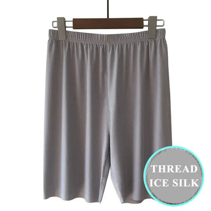Plus Size Ice Silk Cool Summer Men Sleepwear Shorts Sexy Underwear Nightwear Comfortable Loose Sports Man Sleep Bottoms Homewear