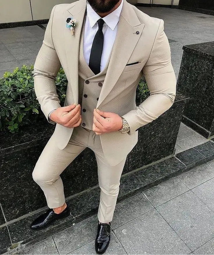 Ternos Masculinos de Baile Smoking Slim Fit 3 Peças Ternos de Casamento para Noivos