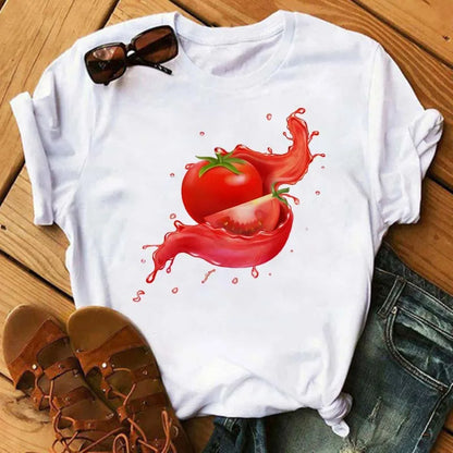 Funny Fruits T Shirt Women Fashion Kawaii Banana Print White T-shirt Harajuku TShirt Short Sleeves Tops Tee Shirt Femme T Shirts