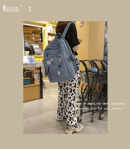 Fashion Big Student Backpack NEW Badge Rucksack Girls School Bag High Capacity Women Backpack Female Cute Leisure Travel Mochila