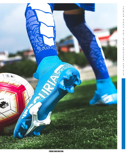 New Futstal FG/TF Orange Soccer Boots For Men High Top Men Soccer Cleats Football Trainers Men Sport Shoes zapatillas de futbol