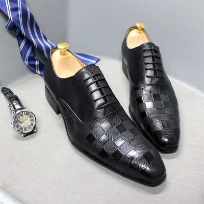 Size 7-12 Classic Italy Mens Oxford Real Leather Shoes White Lace Up Pointed Toe Wedding Party Dress Formal Shoes for Men