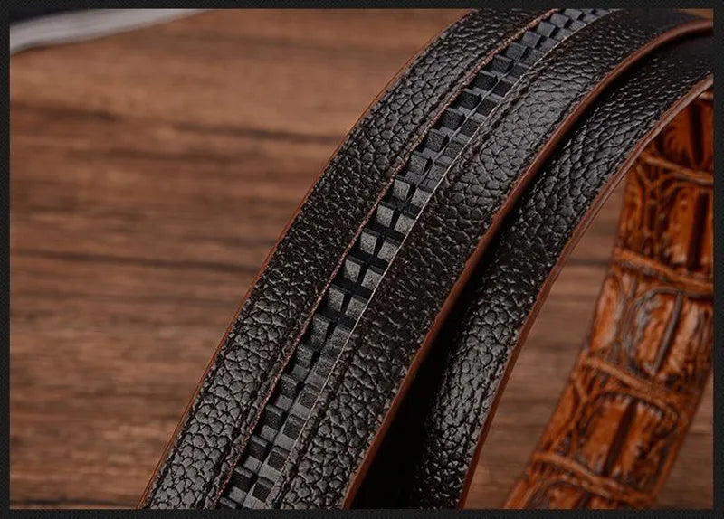 Designer Men High Quality Genuine Leather Belts Silver Gold Buckle Cowhide Ceinture Men Crocodile Belt Luxury Cinturones Hombre