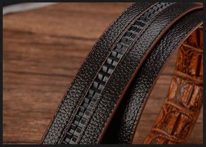 Designer Men High Quality Genuine Leather Belts Silver Gold Buckle Cowhide Ceinture Men Crocodile Belt Luxury Cinturones Hombre