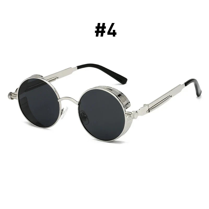 Vintage Steampunk Red Sunglasses Men Round Punk Alloy Metal Retro Sun Glasses Women 2026 Goggles Gothic Style Shades