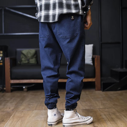 Calça Jeans Masculina Plus Size Solta Jogger Streetwear Harem Cargo Jeans Calças Jeans na Altura do Tornozelo