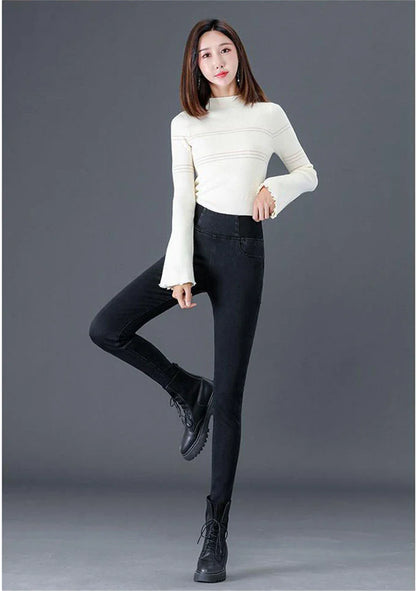 High Waist Pencil Jeans Women Classic Skinny Casual Denim Pants