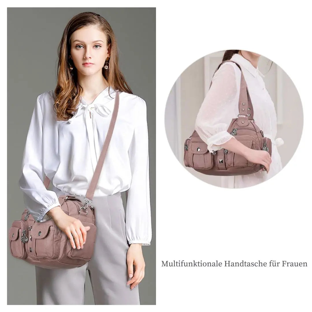 Women Small Handbags Satchel Top-handle Handbag PU Shoulder Bag 8”x11” Dumpling Pack Multi-pockets Shoulder Bag