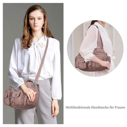 Women Small Handbags Satchel Top-handle Handbag PU Shoulder Bag 8”x11” Dumpling Pack Multi-pockets Shoulder Bag