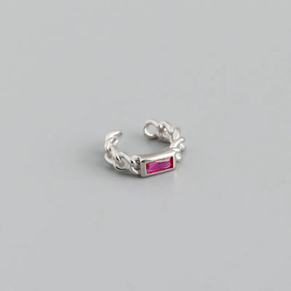 925 Sterling Silver Colorful Square Shiny Zircon Beads Piercing Stud Earrings for Women Fashion Gothic Exquisite Jewelry