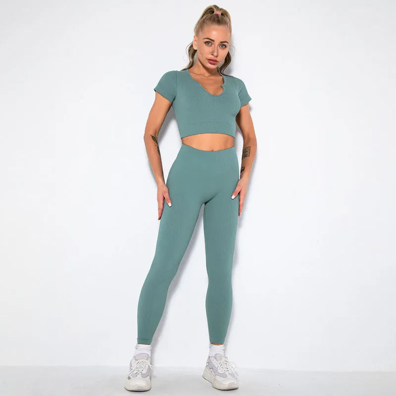 2/4/6PCS Seamless Women Yoga Set Workout Sportswear Fitness Bra Sport Pants Gym Clothing High Waist Leggings Shorts Sports Suits