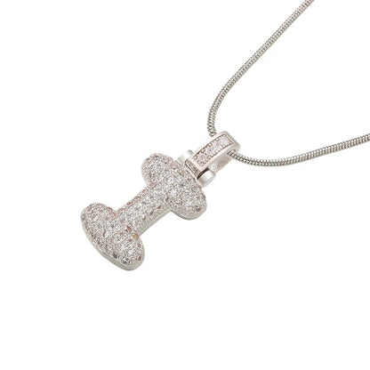 1.25x500mm Fat and lovely crystal brass silver color  letter necklace for women friends birthday gift model: VL34