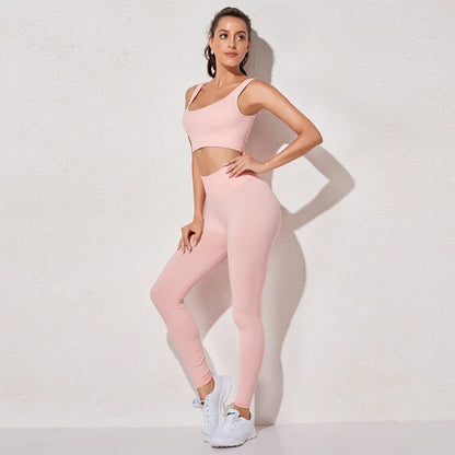 Women's Sportswear Yoga Set Workout Clothes Athletic Wear Sports Gym Legging Seamless Fitness Bra Crop Top Long Sleeve Yoga Suit